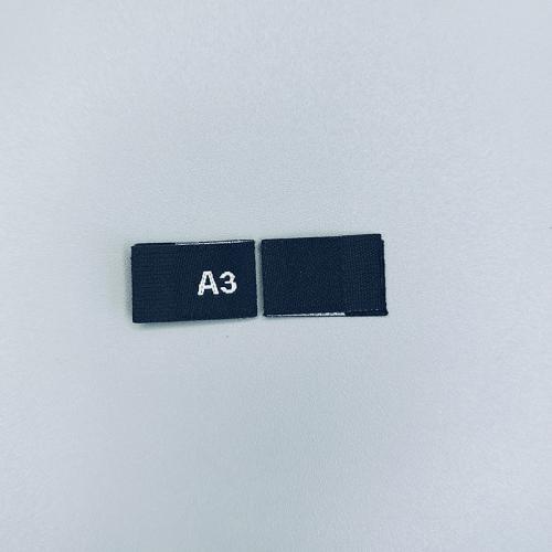 Custom woven size labels Black with White Size Damask Woven Labels