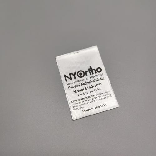 Glossy White Satin Printed Labels: Ideal Care Labels and Brand Tags with Black Printing