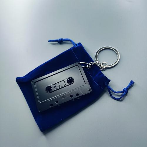 Vintage Style Black Cassette - Shaped Keychains  Alloy Keyrings with Customizable Logos